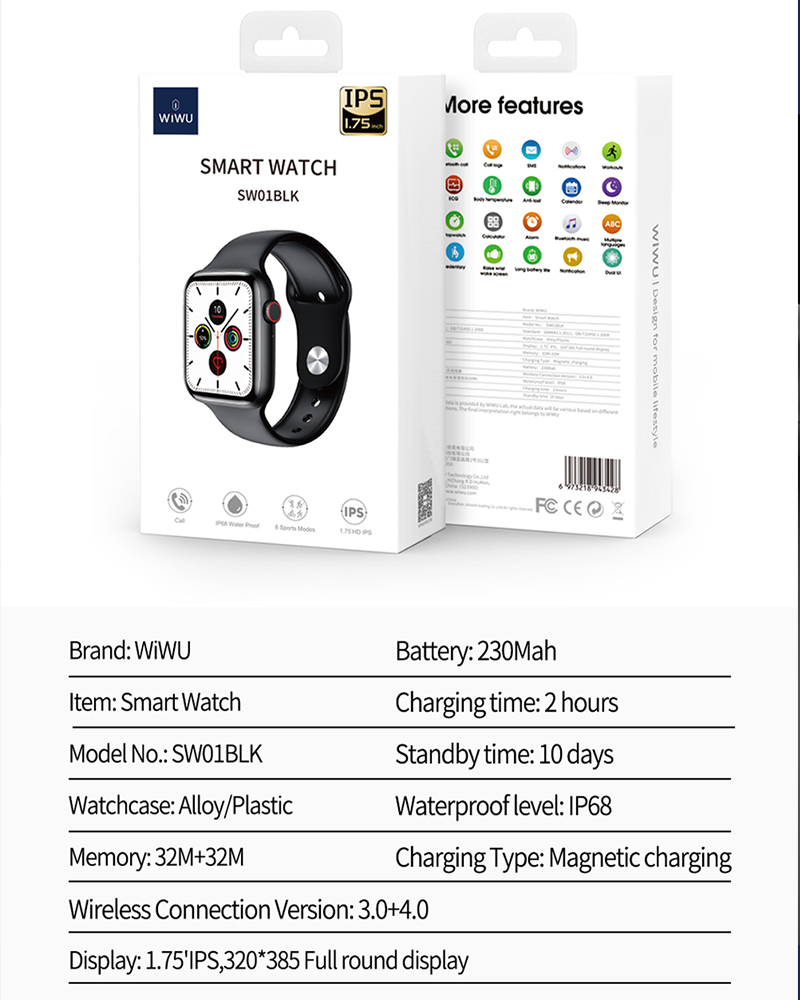 SW22 price wiwu Tach Watch box packaging front back view