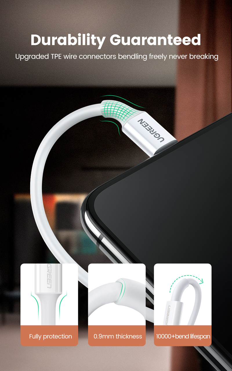 Cáp sạc & truyền dữ liệu Ugreen USB-A sang Lightning ABS US155
