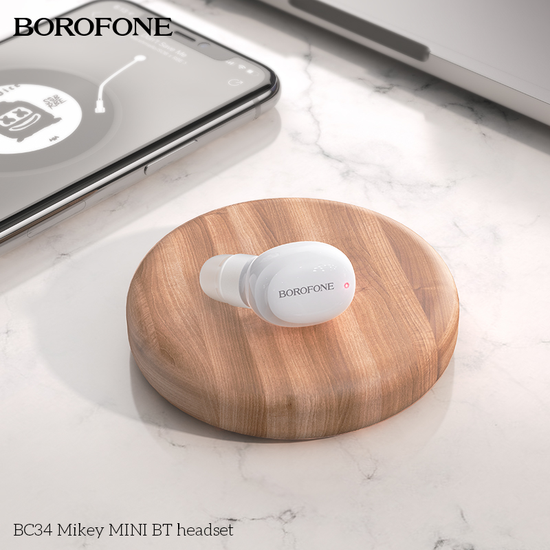 BOROFONE BC34 Mini Wireless Bluetooth Earbuds Single Ear Earphone Black