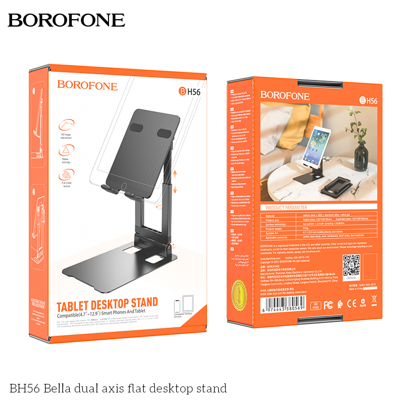 Borofone Desktop Bracket Table Holder for Smartphone Tablet, Black