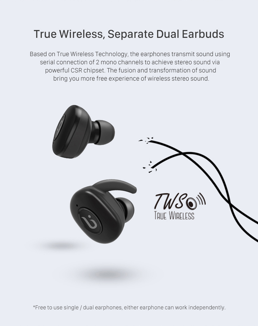 Borofonr Be8 Wireless Bluetooth V4 1 Earphone Black