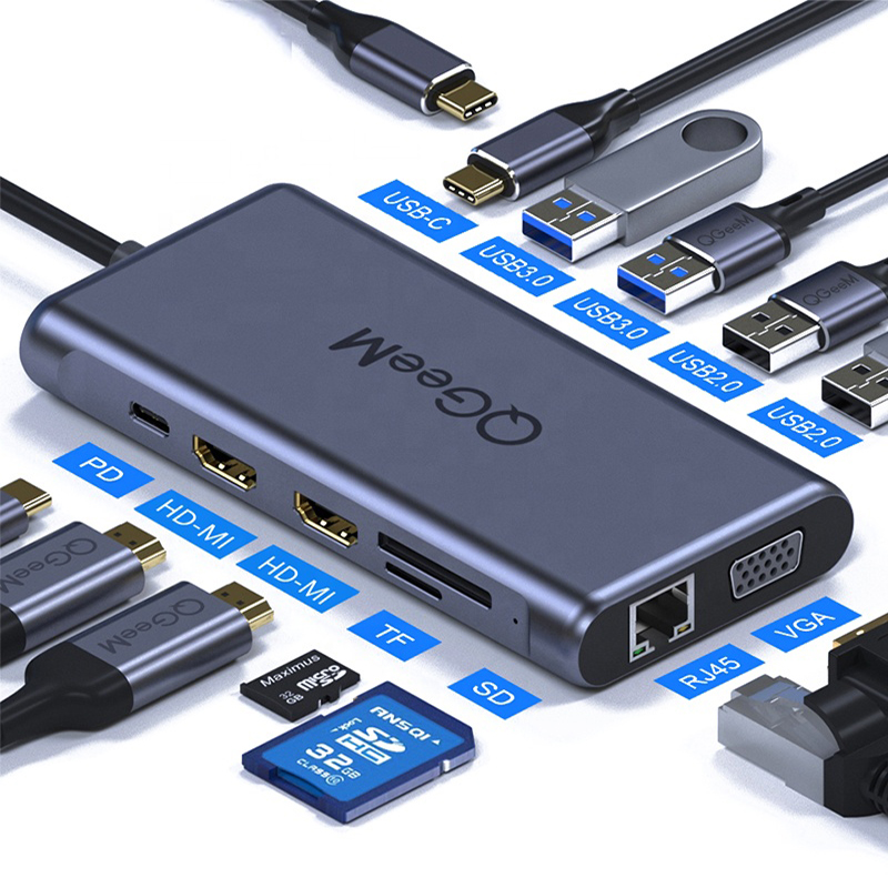 QGeeM 12-in-1 USB-C Docking Station with VGA