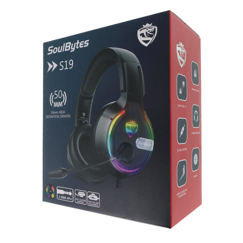 Soulbytes S19 USB + 3.5mm 4 Pin Adjustable RGB Light Gaming Headset