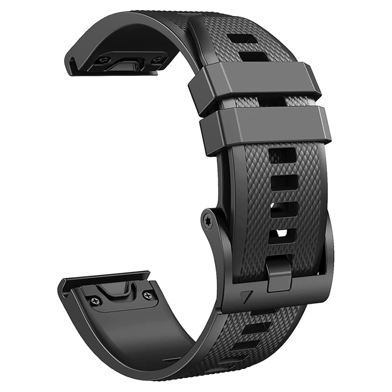22mm Quick Release Diamond Pattern Silicone Watch Band for Garmin Fenix 5 Black