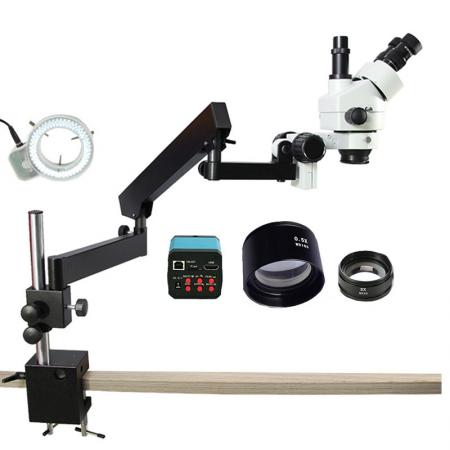 AmScope Supplies 3.5X-180X Fiber Optic Trinocular Stereo Microscope with Ball Bearing Stand